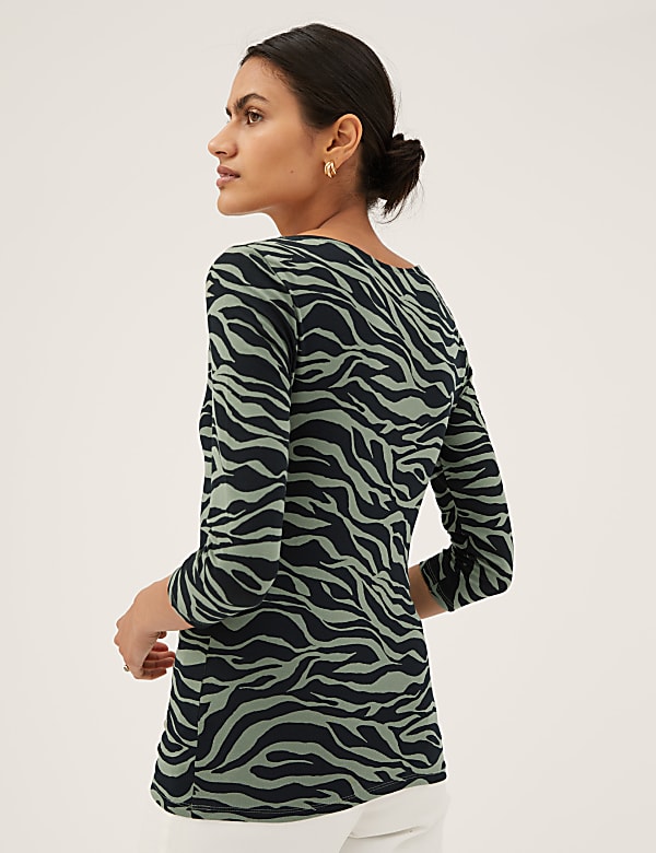 Cotton Rich Printed Slim Fit Top
