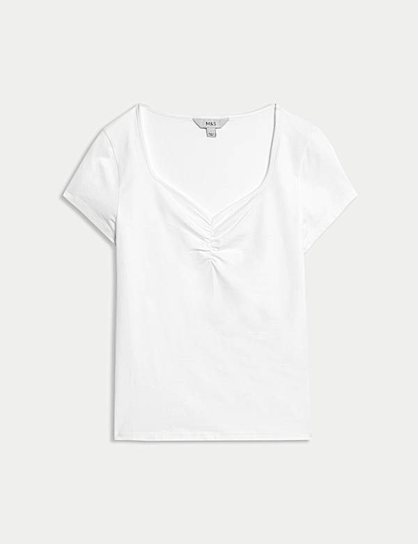 Cotton Rich Sweetheart Neck Slim Fit Top - PT