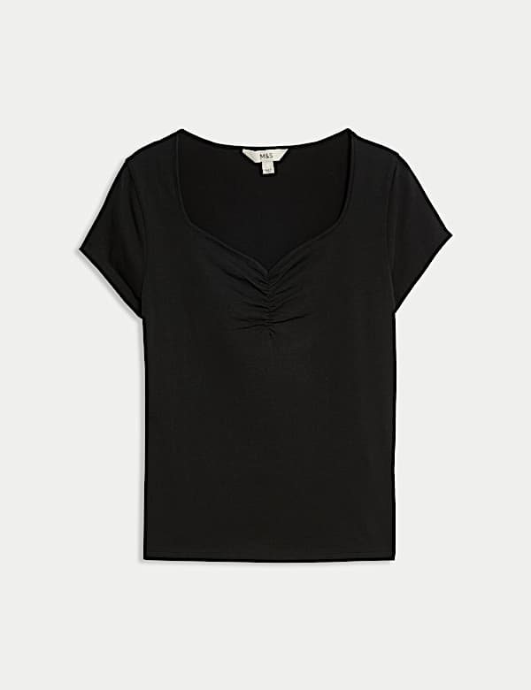 Cotton Rich Sweetheart Neck Slim Fit Top - SE