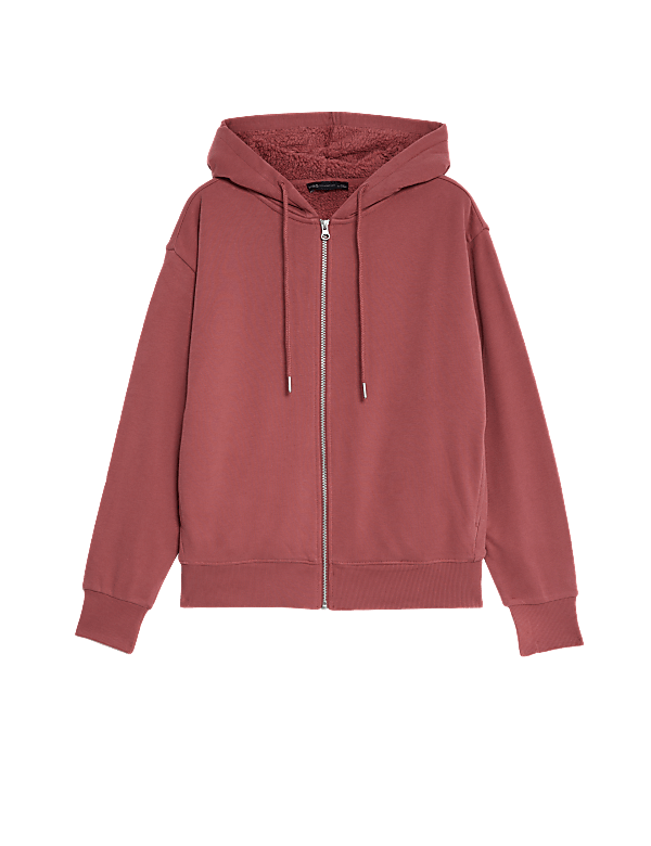 Cotton Rich Borg Lined Zip Up Hoodie