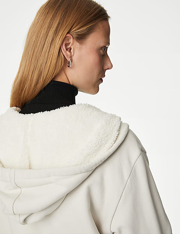 Cotton Rich Borg Lined Zip Up Hoodie
