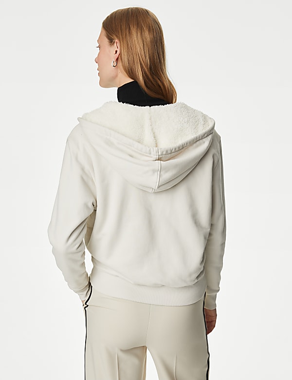 Cotton Rich Borg Lined Zip Up Hoodie
