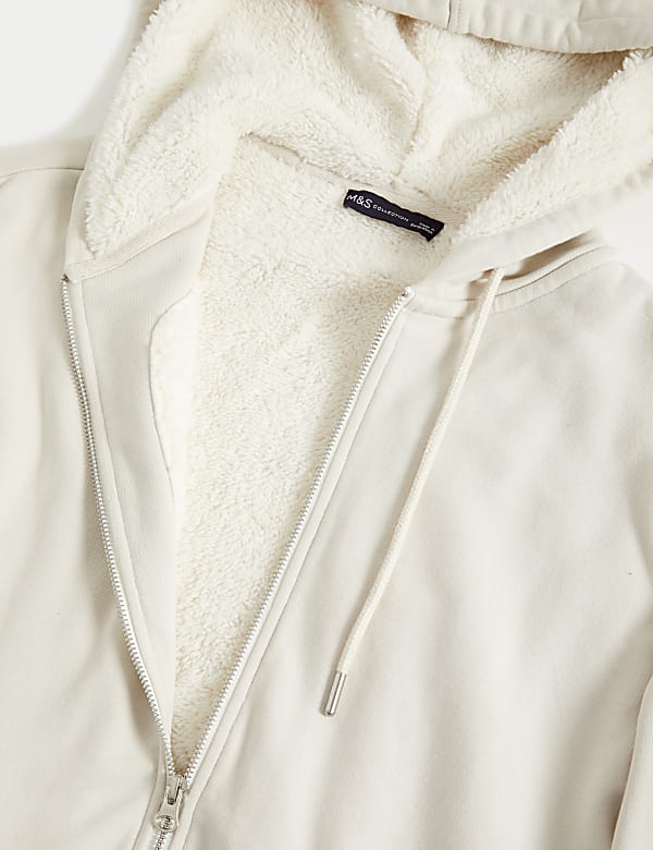 Cotton Rich Borg Lined Zip Up Hoodie