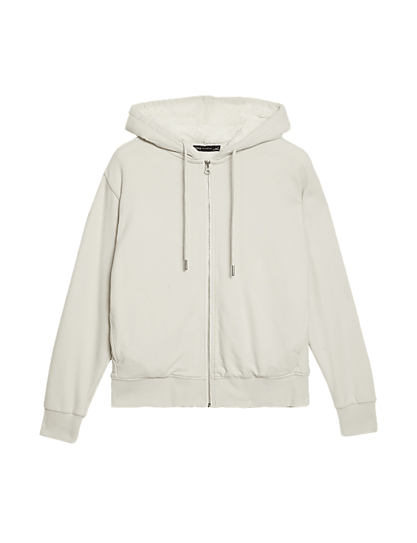 Cotton Rich Borg Lined Zip Up Hoodie