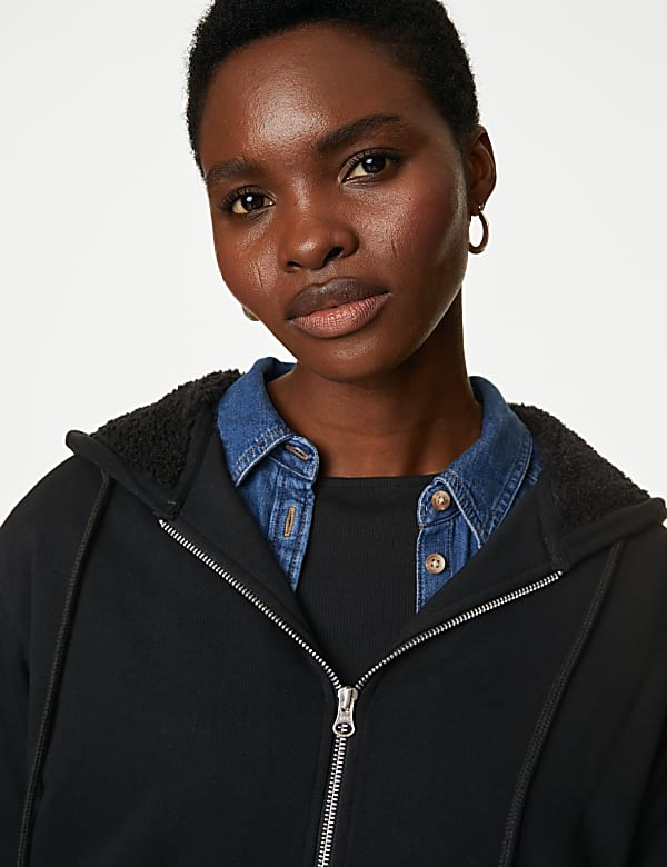 Borg lined zip up hoodie clearance