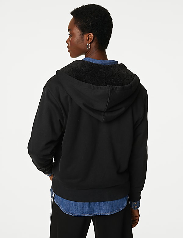 Cotton Rich Borg Lined Zip Up Hoodie
