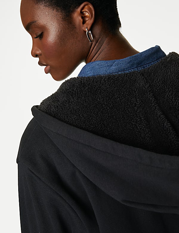 Cotton Rich Borg Lined Zip Up Hoodie