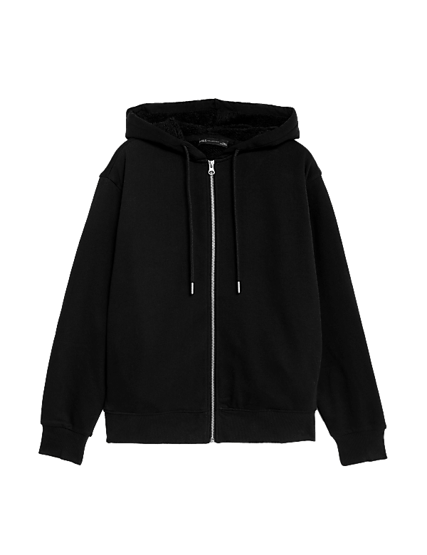 Cotton Rich Borg Lined Zip Up Hoodie