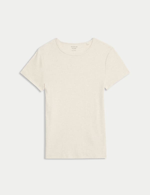 T-Shirt σε στενή γραμμή, με ριμπ ύφανση και υψηλή περιεκτικότητα σε βαμβάκι - GR