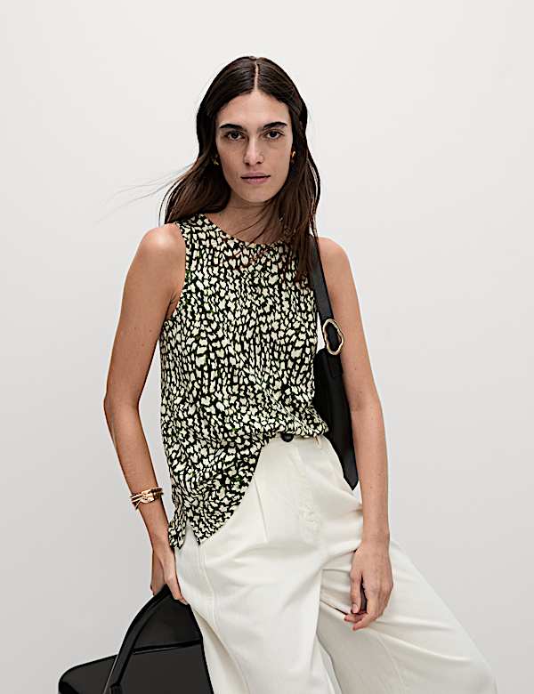 Cotton Rich Printed Relaxed Vest - IL