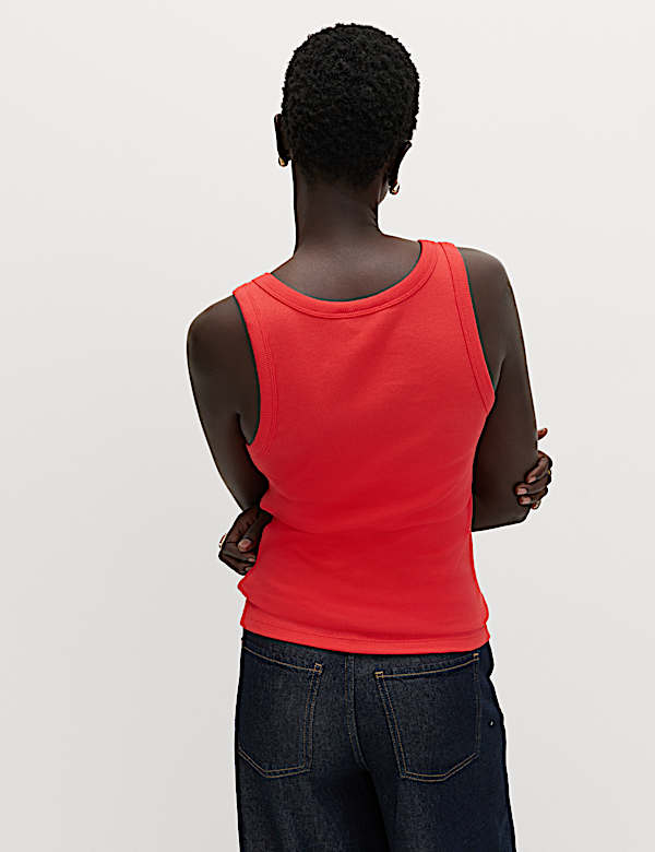 Cotton Rich Ribbed Slim Fit Vest Top - US