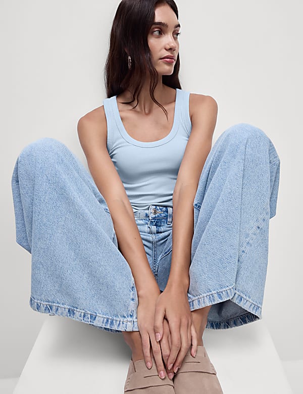 Cotton Rich Ribbed Slim Fit Vest Top - ID