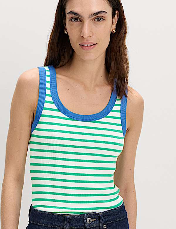 Cotton Rich Ribbed Slim Fit Vest Top - NL