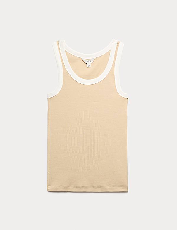 Cotton Rich Ribbed Slim Fit Vest Top - CA