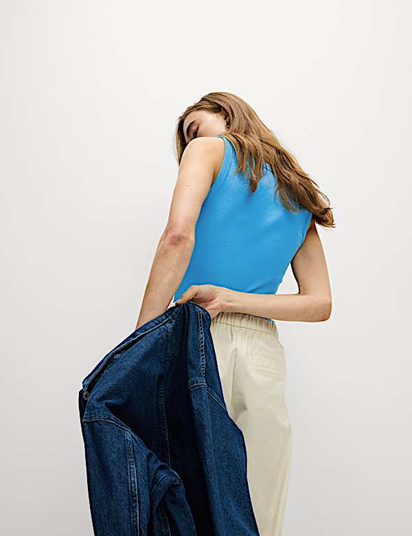 Cotton Rich Ribbed Slim Fit Vest Top - CH