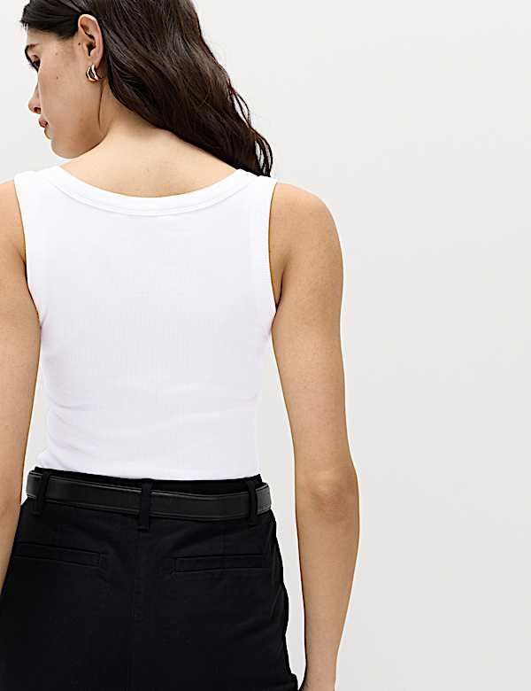 Cotton Rich Ribbed Slim Fit Vest Top - NL
