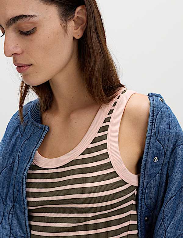 Cotton Rich Ribbed Slim Fit Vest Top - NL