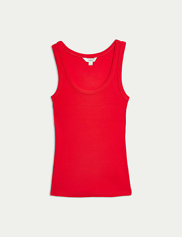 Cotton Rich Ribbed Slim Fit Vest Top - IT