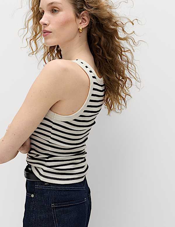 Cotton Rich Ribbed Slim Fit Vest Top - US