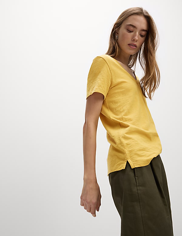 Pure Cotton V-Neck T-Shirt - US