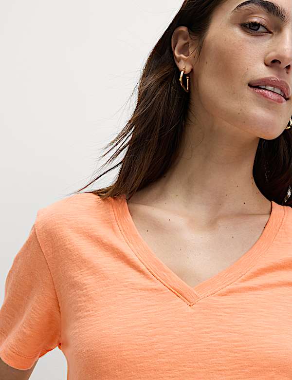 T-shirt 100 % coton à col en V - LU