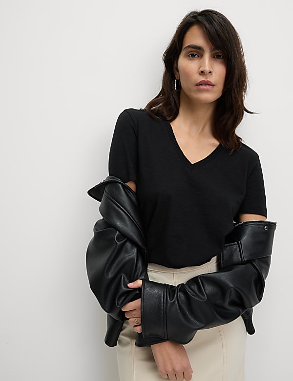 Pure Cotton V-Neck T-Shirt - SE