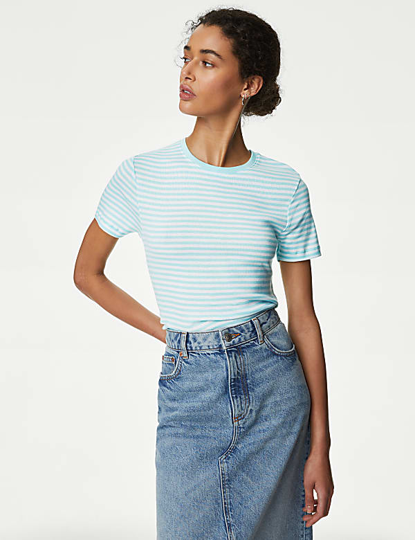 Pure Cotton Striped Slim Fit T-Shirt