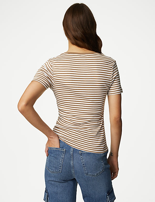 Pure Cotton Striped Slim Fit T-Shirt - MX