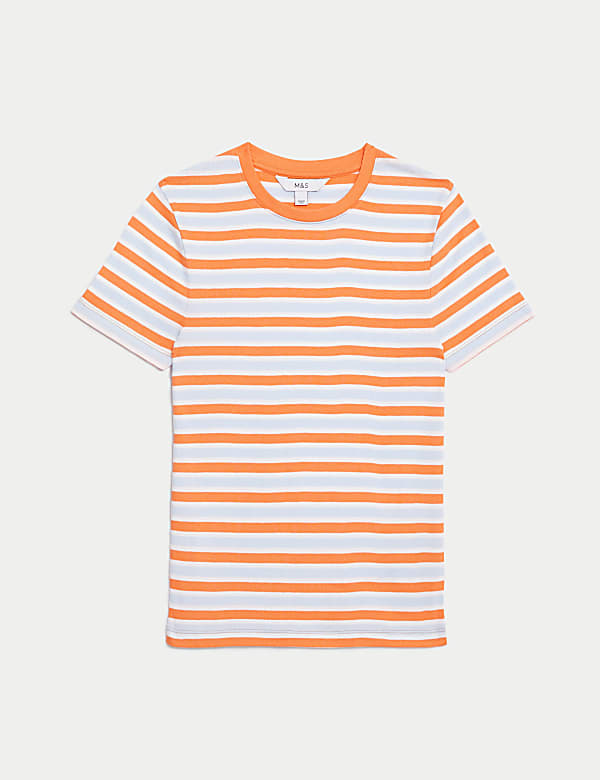 Camiseta 100% algod&oacute;n ajustada de rayas - US