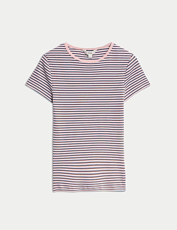 Cotton Rich Striped Ribbed T-Shirt - NO