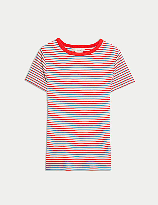 Prążkowana koszulka w paski z mieszanki z przewagą bawełny - PL