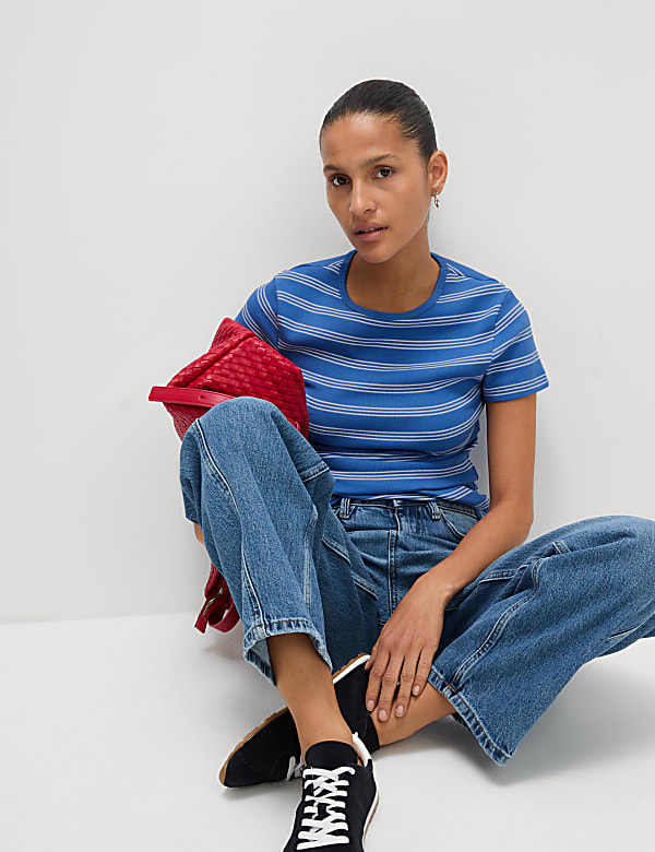 Camiseta de canal&eacute; en algod&oacute;n de rayas - ES