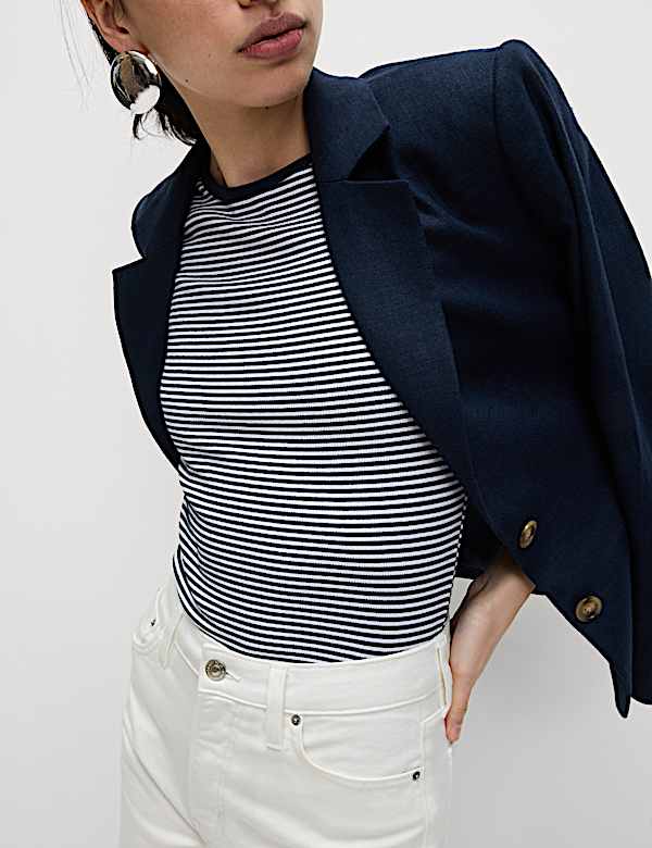 Ριγέ ριμπ T-shirt με υψηλή περιεκτικότητα σε βαμβάκι - GR