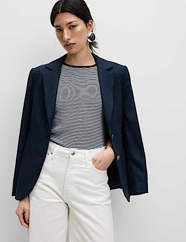 Ριγέ ριμπ T-shirt με υψηλή περιεκτικότητα σε βαμβάκι - GR