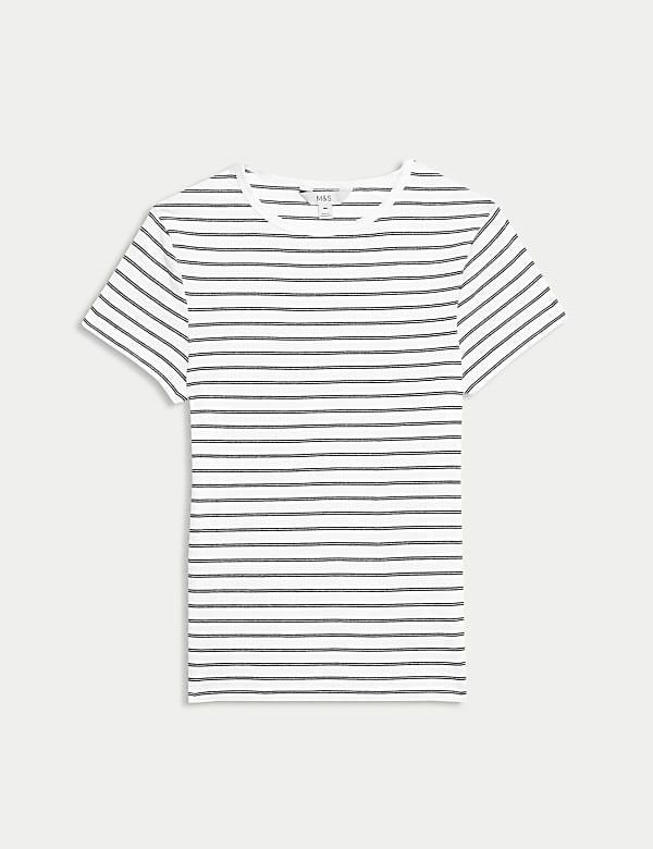 Ριγέ ριμπ T-shirt με υψηλή περιεκτικότητα σε βαμβάκι - GR