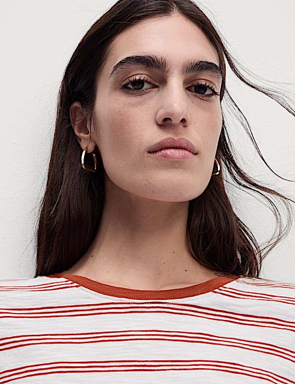 Pure Cotton Striped Regular Fit T-Shirt - US