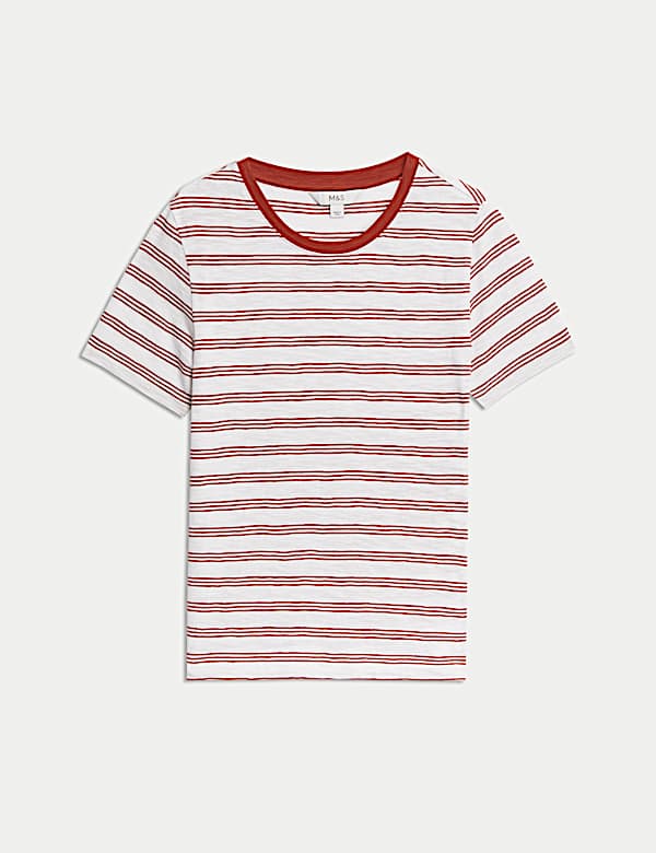 Gestreept T-shirt van zuiver katoen met normale pasvorm - BE