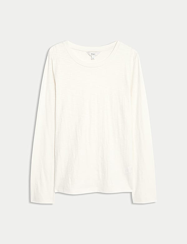 חולצת טי עם צווארון עגול מכותנה טהורה - IL