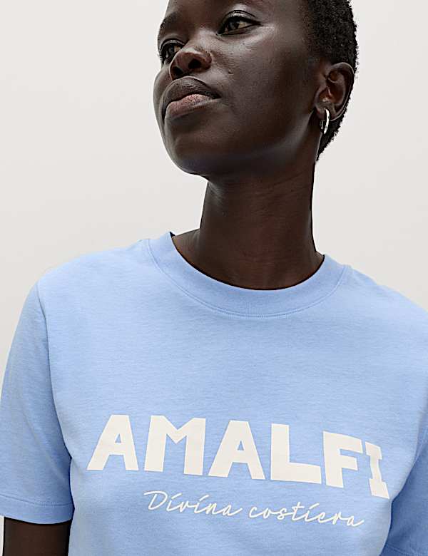 Puur katoenen T-shirt met grafisch motief - BE