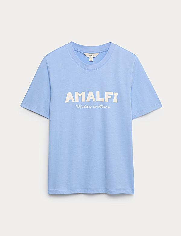 Puur katoenen T-shirt met grafisch motief - BE