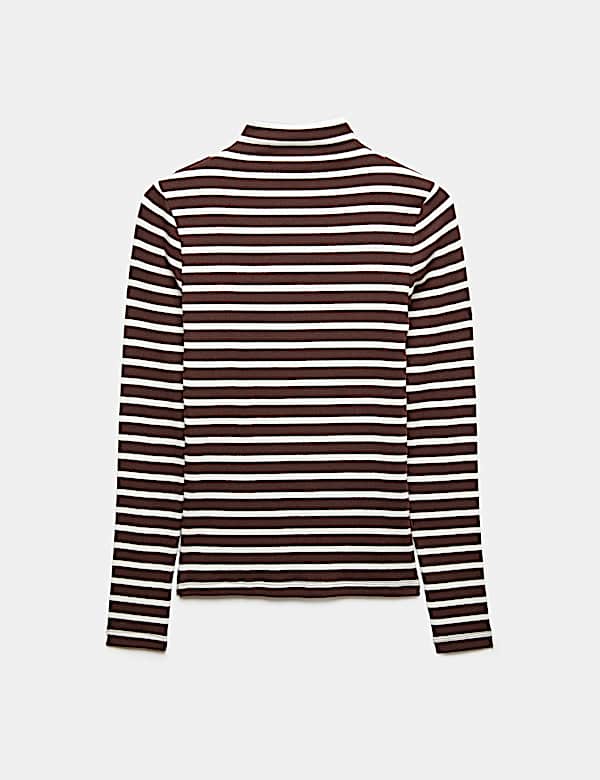 Cotton Rich Ribbed Funnel Neck Top - FI