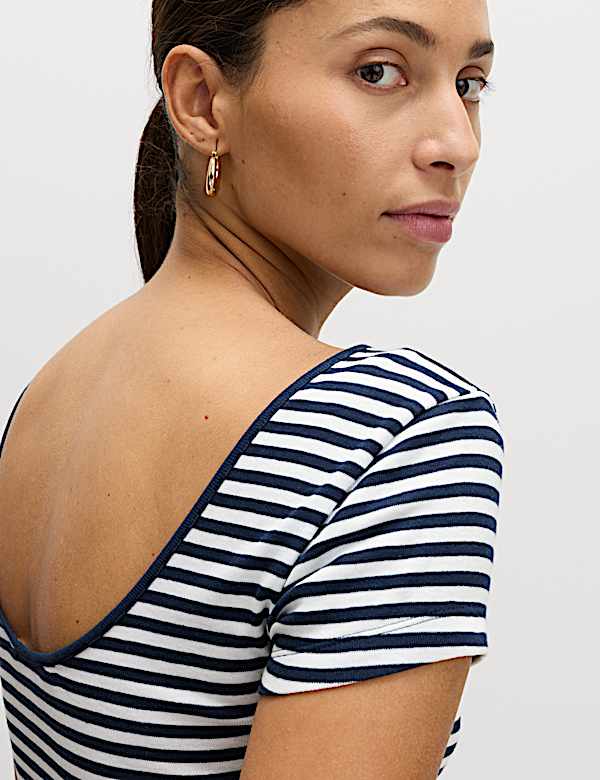 Pure Cotton Short Sleeve Scoop Back T-Shirt