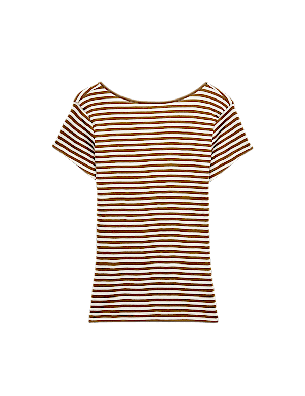 Pure Cotton Short Sleeve Scoop Back T-Shirt
