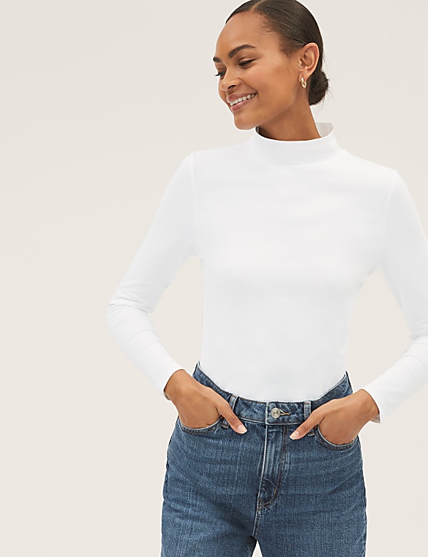 Cotton Rich Slim Fit Long Sleeve Top