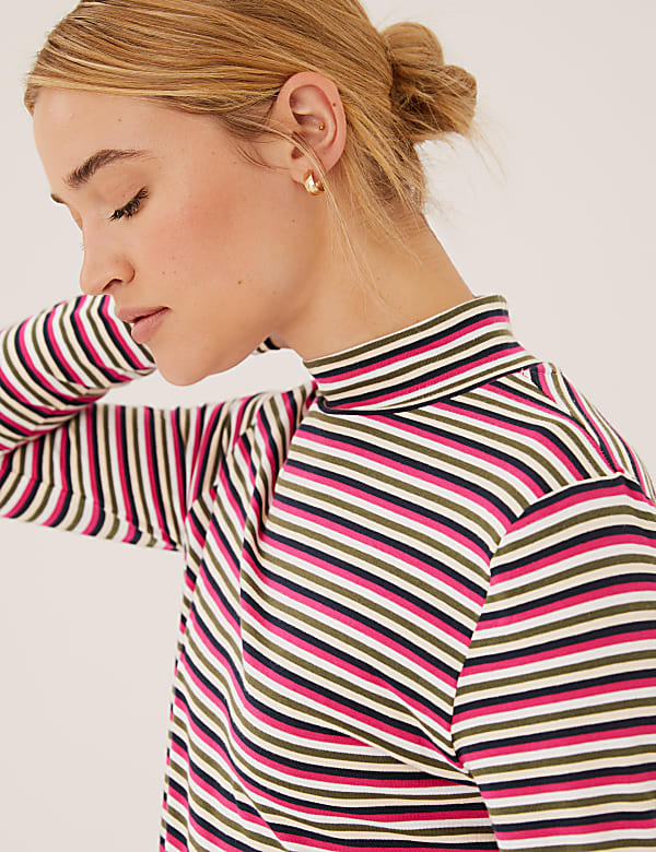 Cotton Rich Striped Slim Fit Top