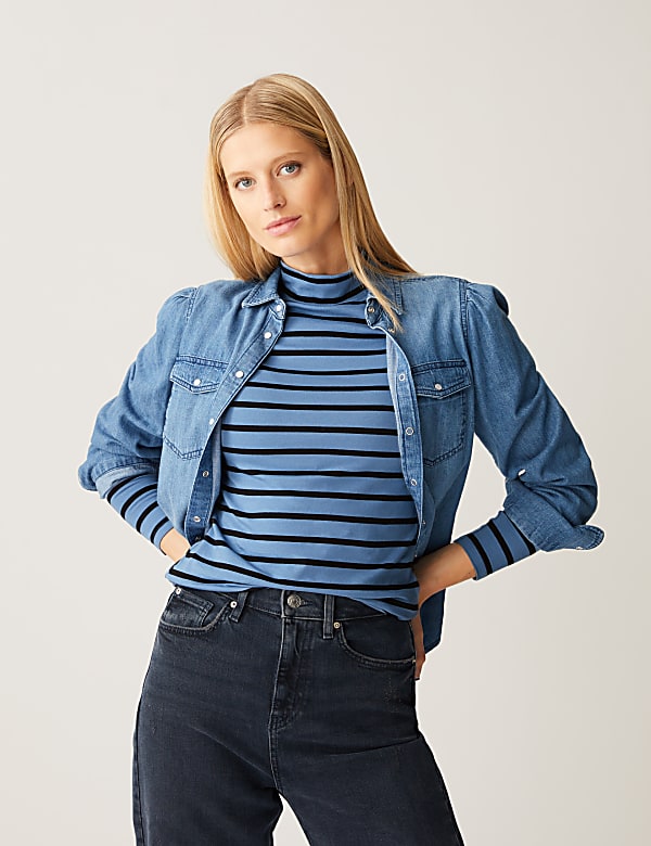 Cotton Rich Striped Slim Fit Top