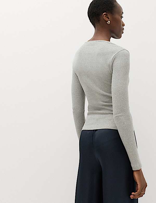 Cotton Rich Ribbed Slim Fit Top - FI