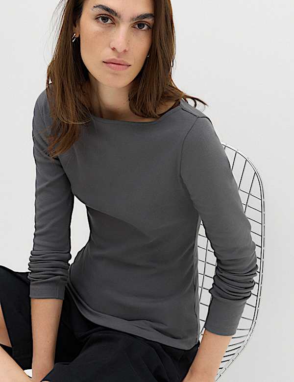 Cotton Rich Premium Slash Neck Top