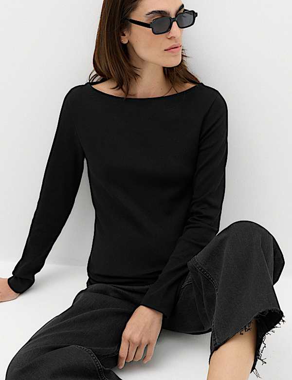 Cotton Rich Premium Slash Neck Top