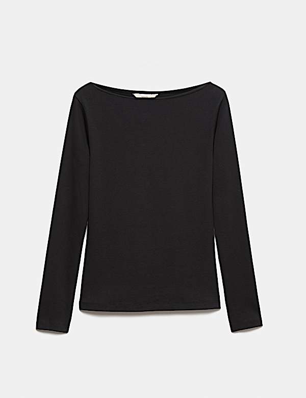 Cotton Rich Premium Slash Neck Top - BG